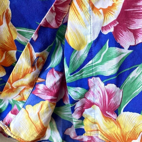 Diane von Furstenberg Vintage 80s Floral Button Down Short Sleeve M - Picture 5 of 8